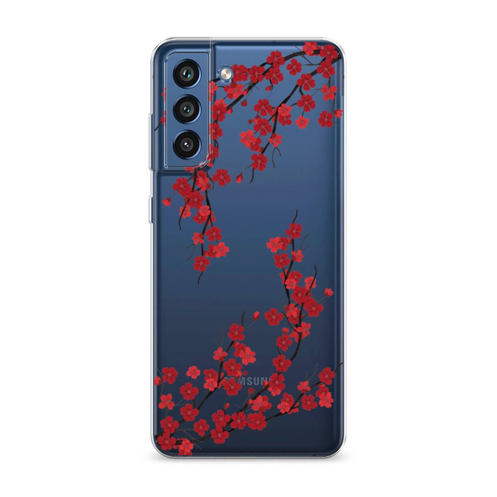 

Чехол на Samsung Galaxy S21 FE 5G "Красная сакура", Красный;черный, 2103050-2