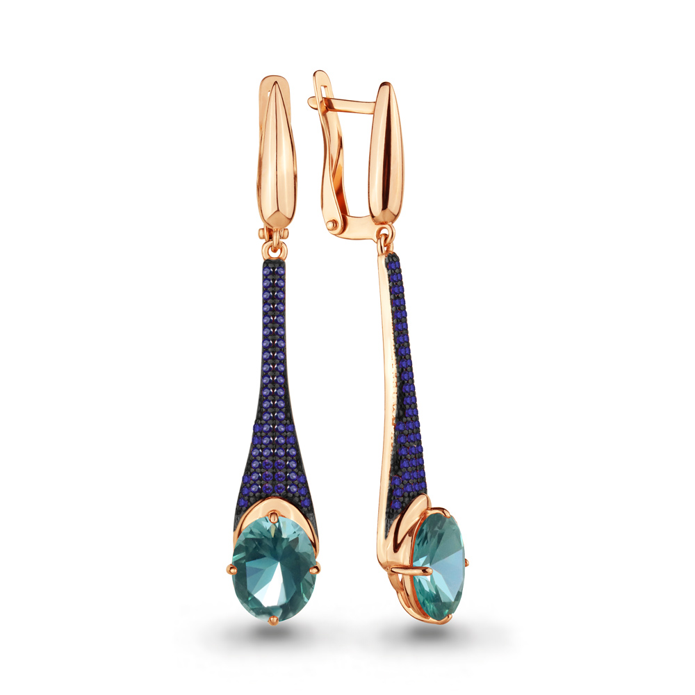 

Серьги из серебра с турмалином искусственным Aquamarine Aquamarine 4702588Б_925_з, 4702588Б_925_з