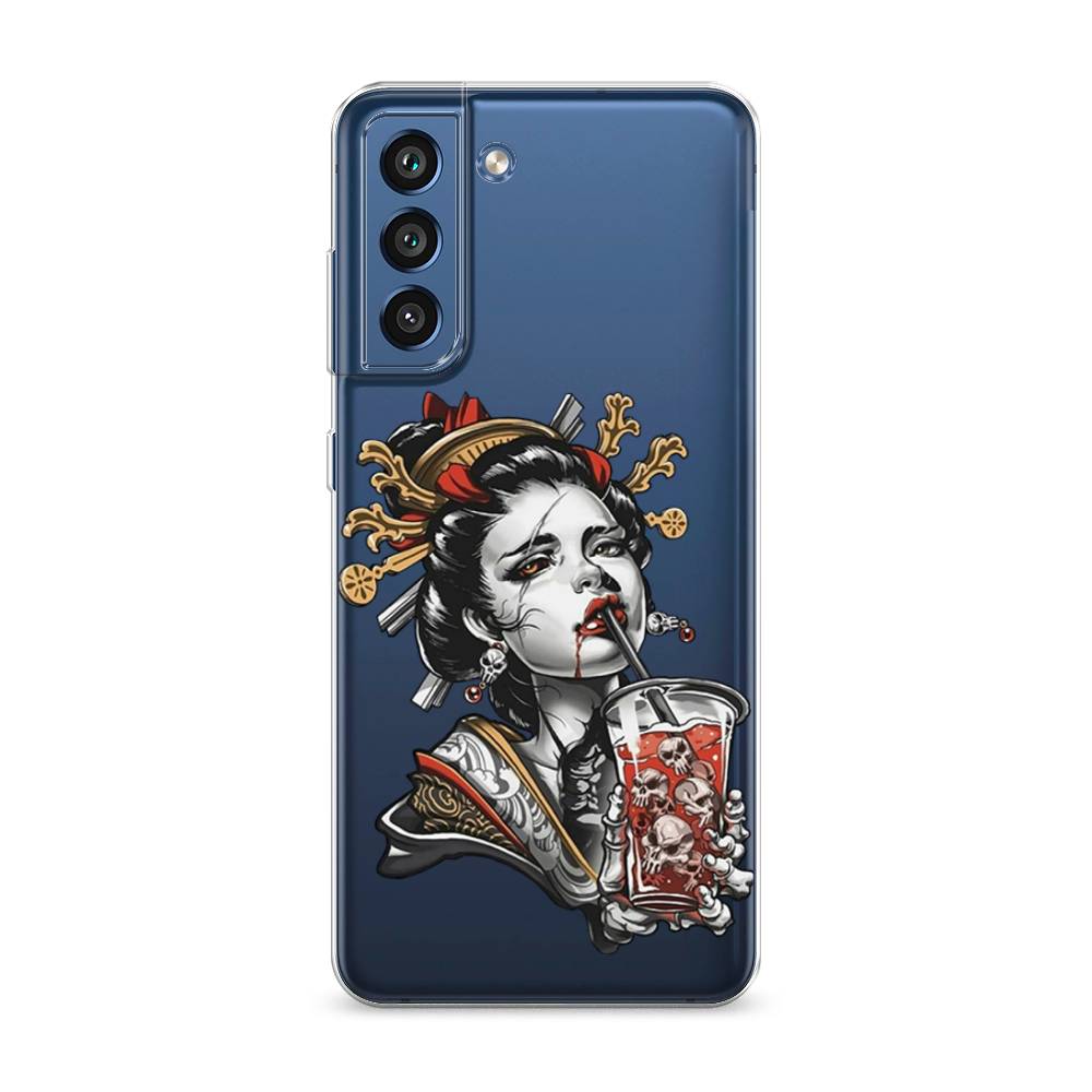 

Чехол на Samsung Galaxy S21 FE 5G "Опасная гейша", Красный;черный;серый, 2103050-4