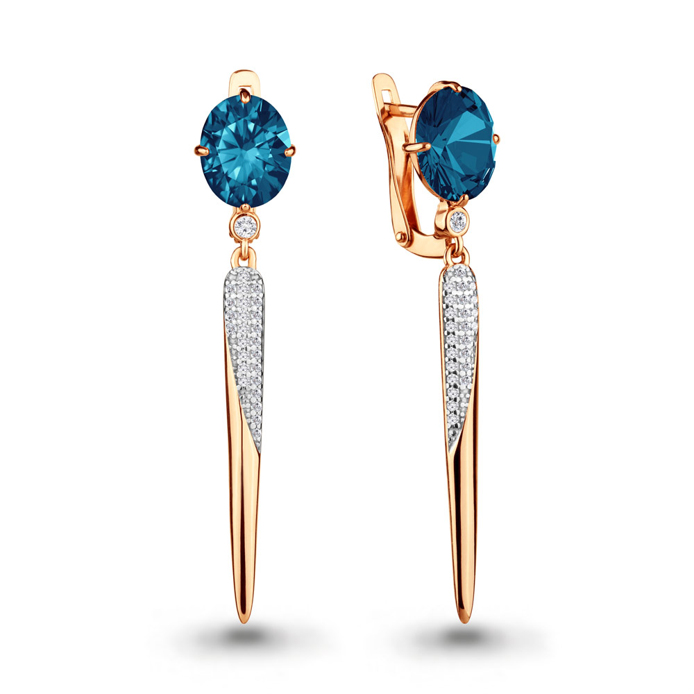 

Серьги из серебра с фианитом Aquamarine Aquamarine 4702493А_925_з, 4702493А_925_з