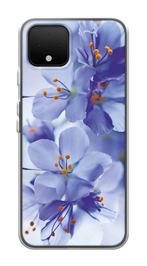 

Чехол на Google Pixel 4 "Фиолетовые цветки", Фиолетовый;синий, 270250-1