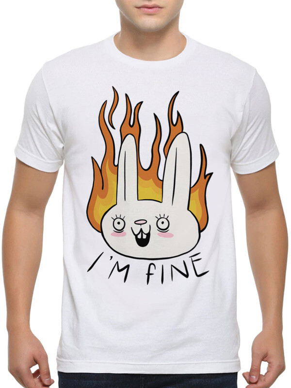 фото Футболка мужская design heroes заяц - i'm fine / мем я в порядке белая 3xl