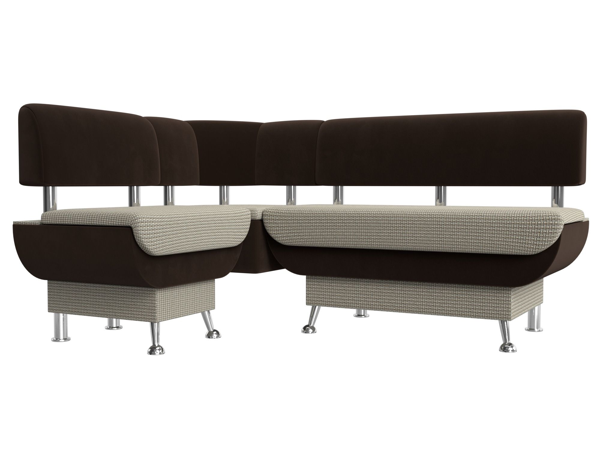 

Кухонный угловой диван Лига Диванов Альфа левый угол 155х124х77 см, корфу 02\коричневый, Кухонный угловой диван Альфа левый угол