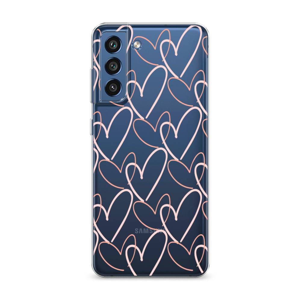 

Чехол на Samsung Galaxy S21 FE 5G "Узор из сердечек", Розовый;бежевый, 2103050-6