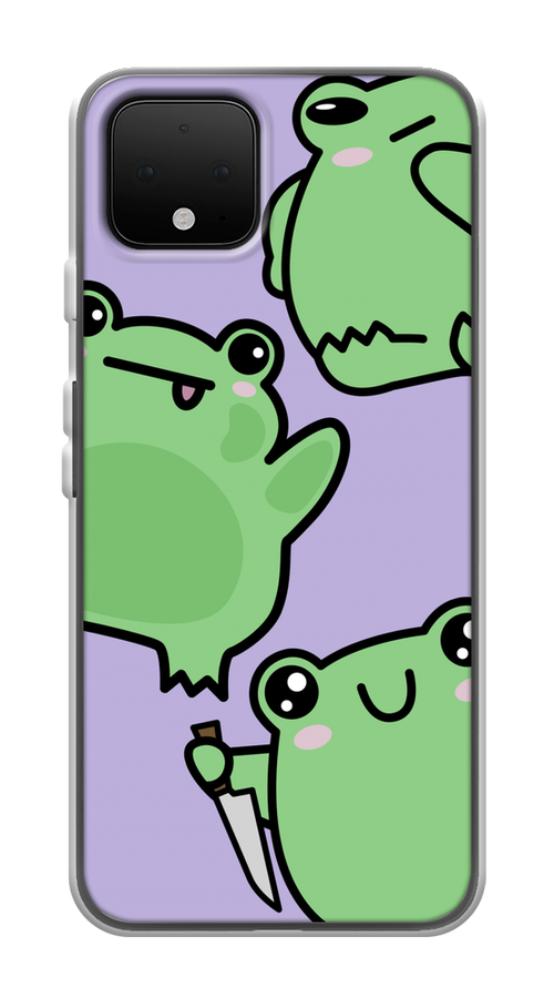 

Чехол на Google Pixel 4 "Опасные лягушата", Фиолетовый;зеленый;черный, 270250-1