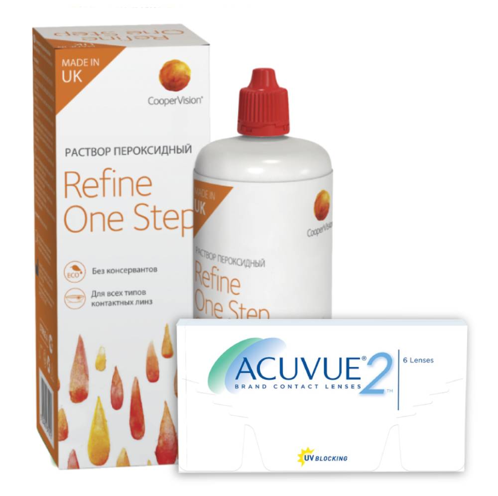 

Набор контактные линзы Acuvue 2 6 линз R 8.7 -3,25 + One Step 100 мл, Acuvue 2 6 линз + One Step 100 мл