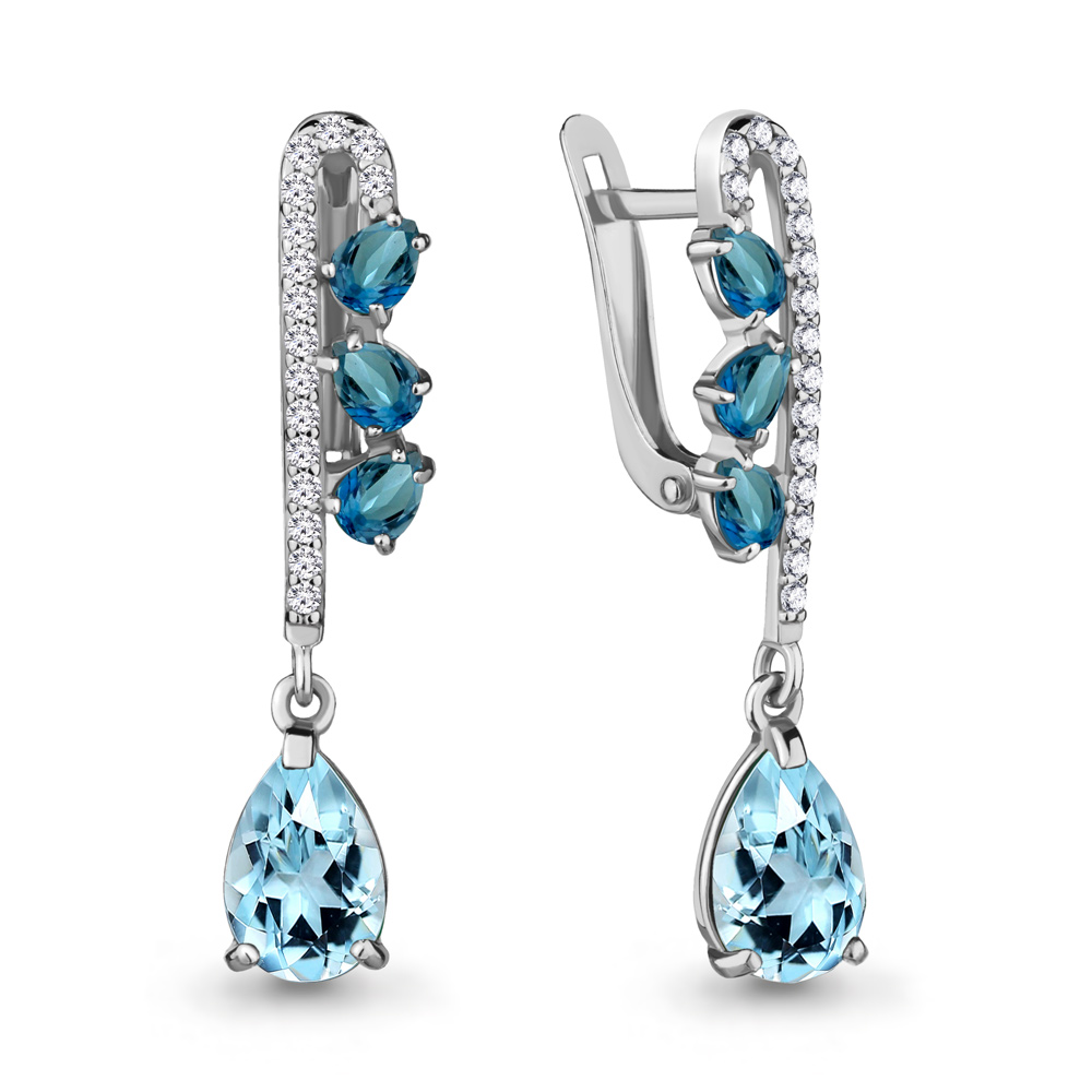 

Серьги из серебра с топазом Aquamarine Aquamarine 47008600А_925_р, 47008600А_925_р