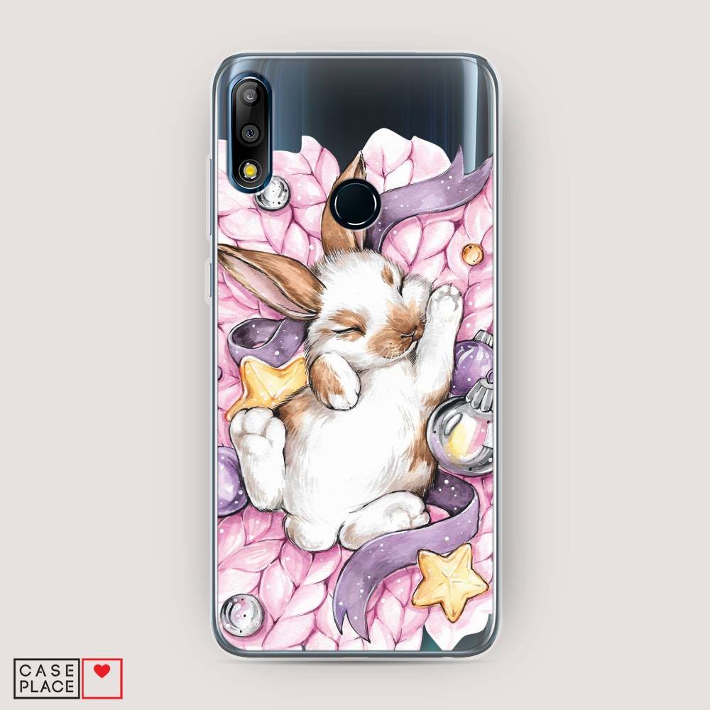 

Чехол на Asus Zenfone Max Pro (M2) ZB631KL "Кролик спит", Розовый;белый, 43850-5