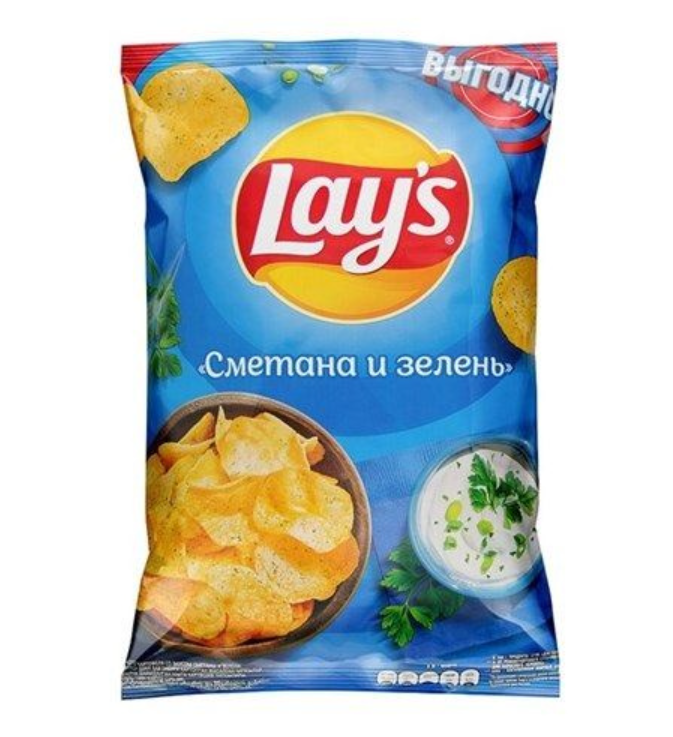 

Картофельные чипсы Lays "Сметана и зелень" 225 гр. 5 шт. Лейс, Lays_Сметана_Зелень