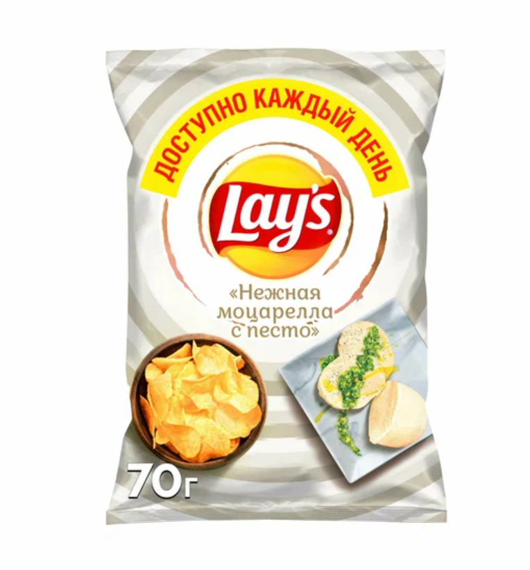 

Картофельные чипсы Lays "Нежная моцарелла с песто" 70 гр. 5 шт. Лейс, Lays323