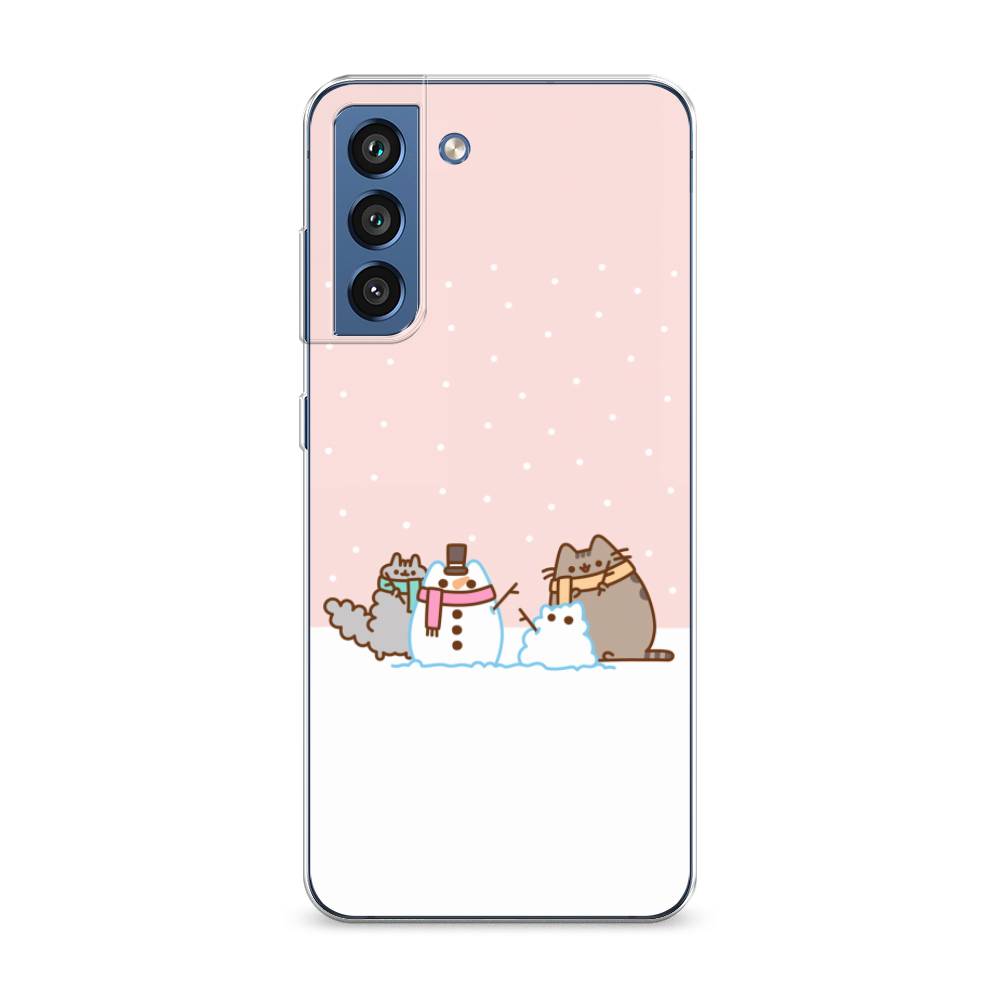 

Чехол на Samsung Galaxy S21 FE 5G "Котики в снегу", Розовый;белый;серый, 2103050-5