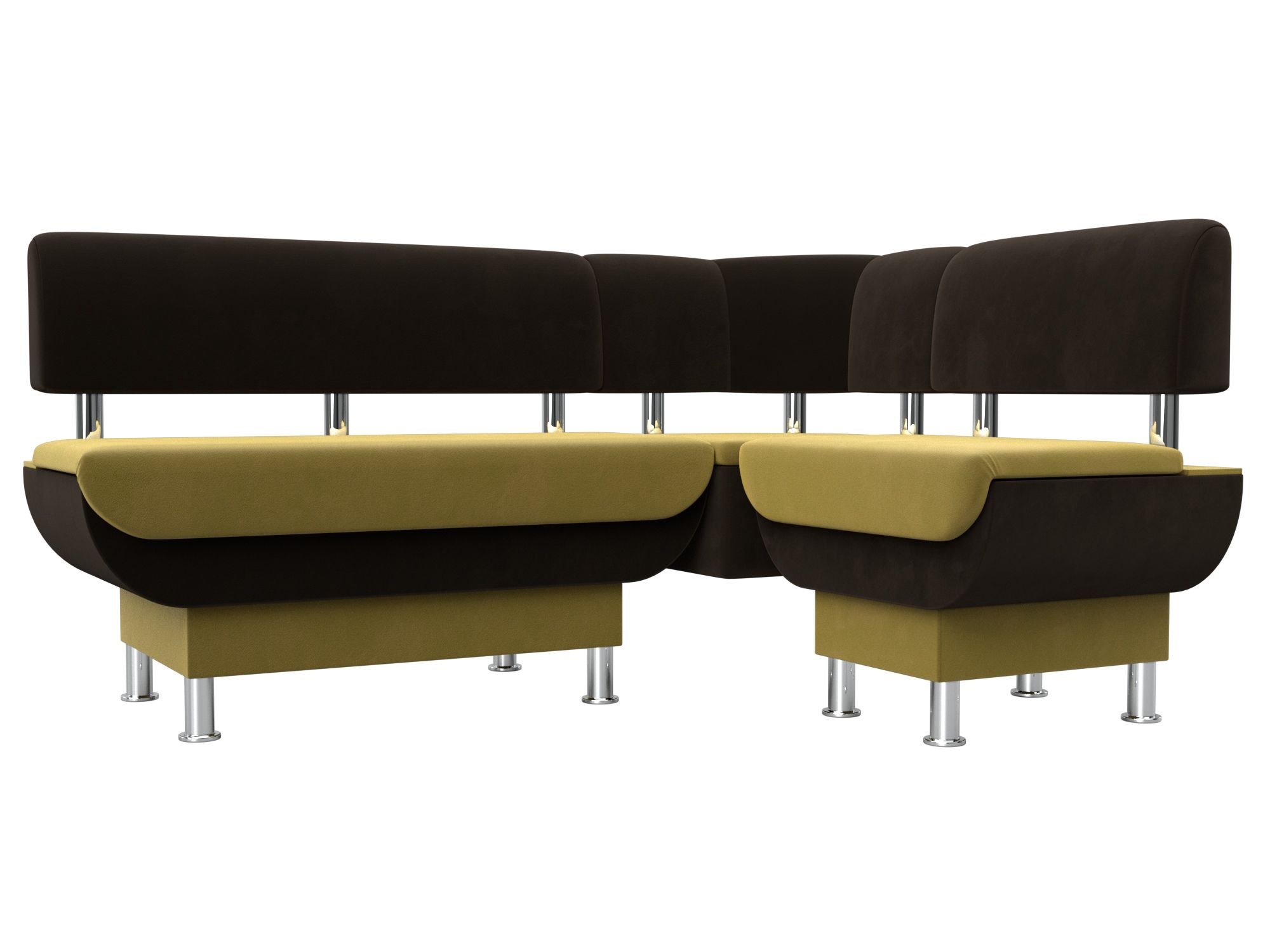 

Кухонный угловой диван Лига Диванов Альфа правый угол 155х124х77 см, желтый\коричневый, Кухонный угловой диван Альфа правый угол