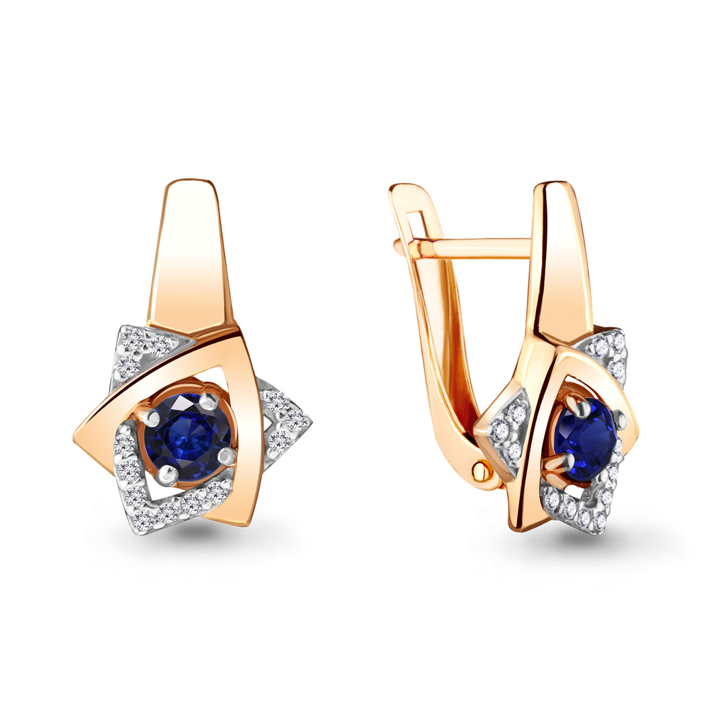 

Серьги из серебра с фианитом\сапфиром искусственным Aquamarine Aquamarine 46929АБ_925_з, 46929АБ_925_з