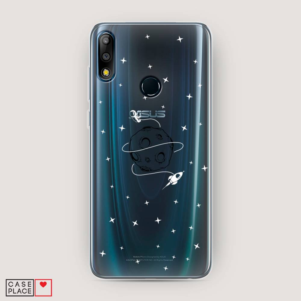 

Чехол на Asus Zenfone Max Pro (M2) ZB631KL "Полет вокруг луны", Белый;серый;черный, 43850-2