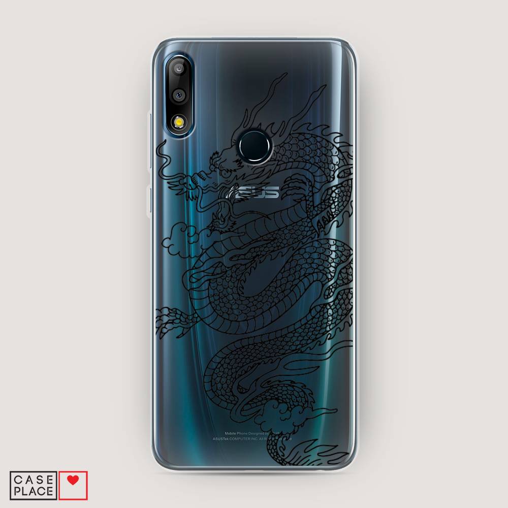 

Чехол на Asus Zenfone Max Pro (M2) ZB631KL "Большой китайский дракон", Черный;серый, 43850-1