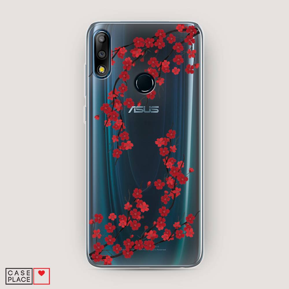 

Чехол на Asus Zenfone Max Pro (M2) ZB631KL "Красная сакура", Красный;черный, 43850-2