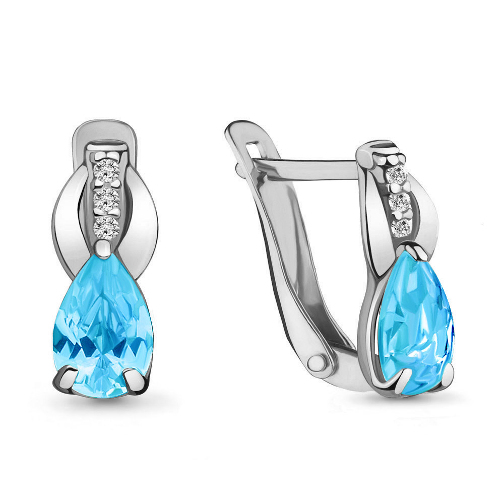 

Серьги из серебра с фианитом\стеклом Aquamarine Aquamarine 46865101Б_925_р, 46865101Б_925_р