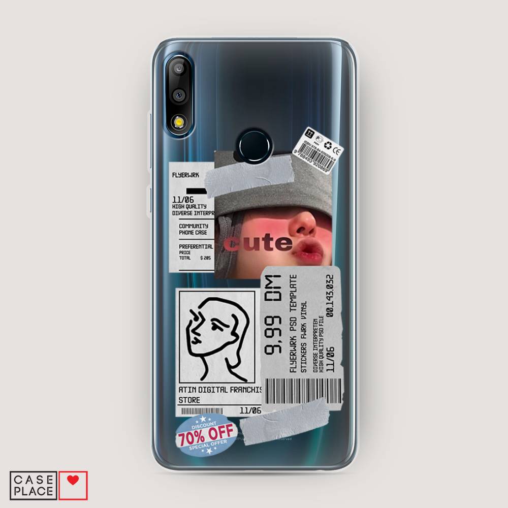 

Чехол на Asus Zenfone Max Pro (M2) ZB631KL "Cute girl collage", Розовый;серый;голубой, 43850-6