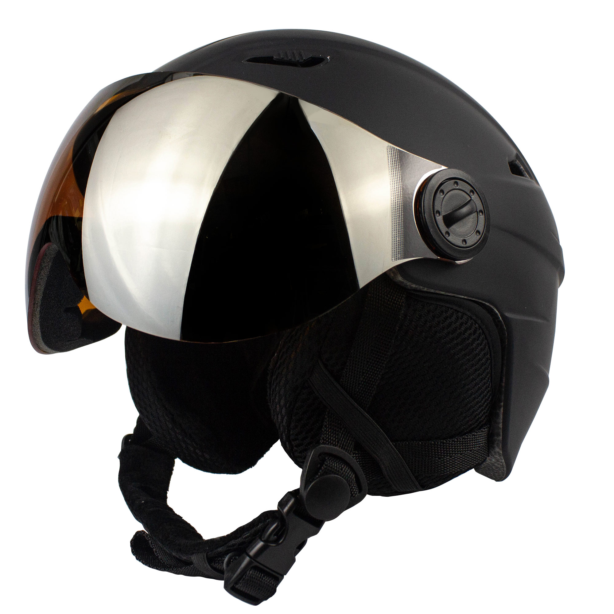 

Шлем горнолыжный BIG BRO YL37 silver visor черный матовый