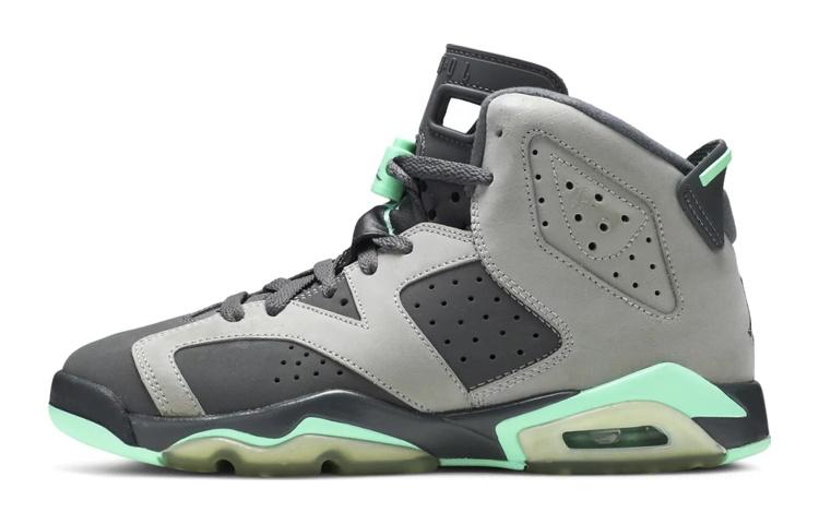 

Кроссовки унисекс Jordan Air Jordan 6 Retro Green Glow GS серые 37.5 EU, Серый, Air Jordan 6 Retro Green Glow GS