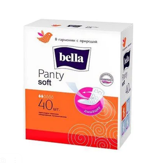 

BELLA Прокладки женские Ежедневные дышащие Ponty Soft (40 шт.) 2х20, Белый, Be