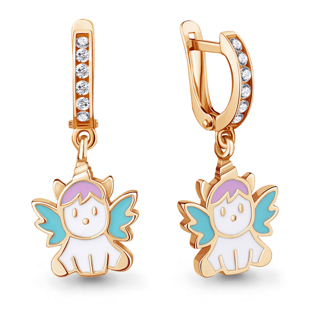 

Серьги из серебра с фианитом\эмалью Aquamarine Aquamarine 46831А_925_з, 46831А_925_з