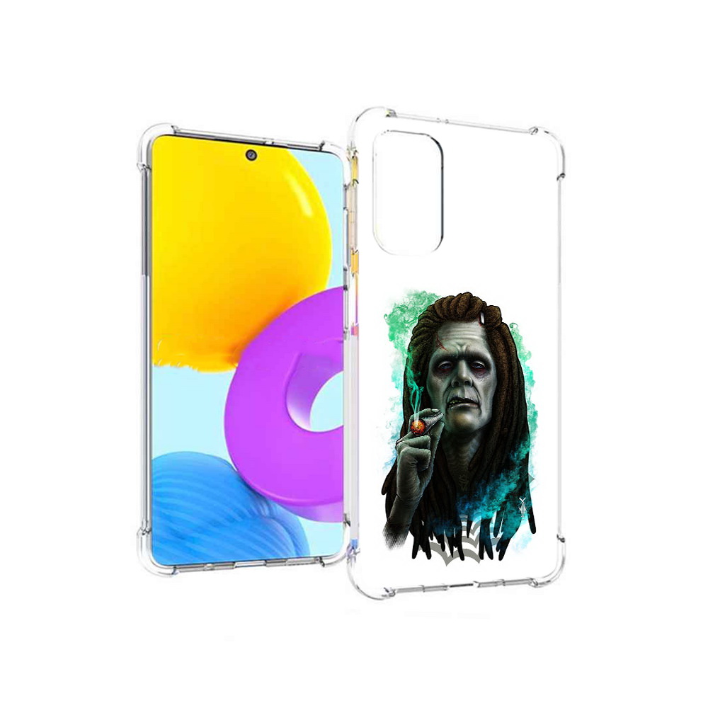 

Чехол MyPads Tocco для Samsung Galaxy M52 5G зеленый мужчина с сигаретой, Прозрачный, Tocco