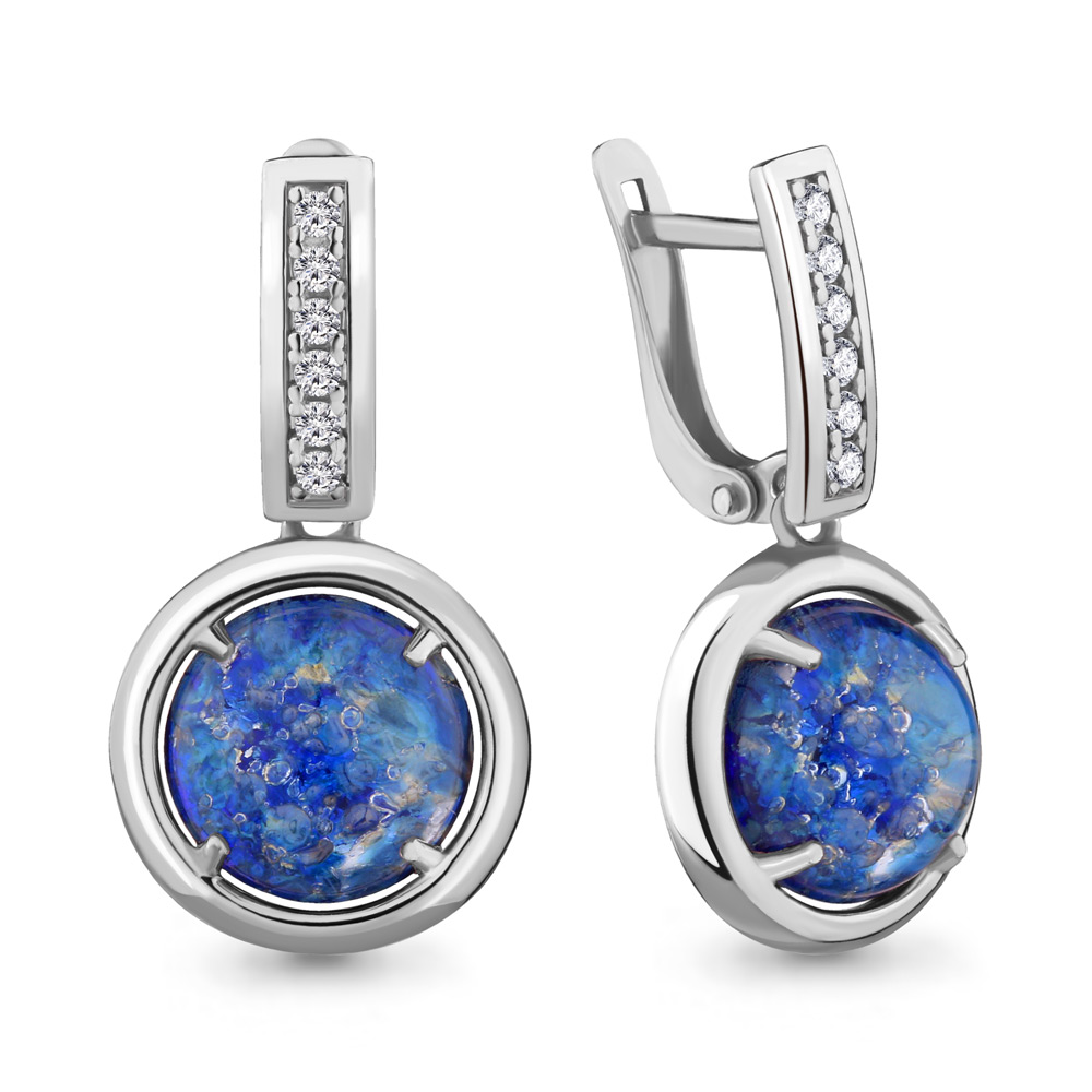 

Серьги из серебра со стеклом\фианитом Aquamarine Aquamarine 46781АБ_925_р, 46781АБ_925_р