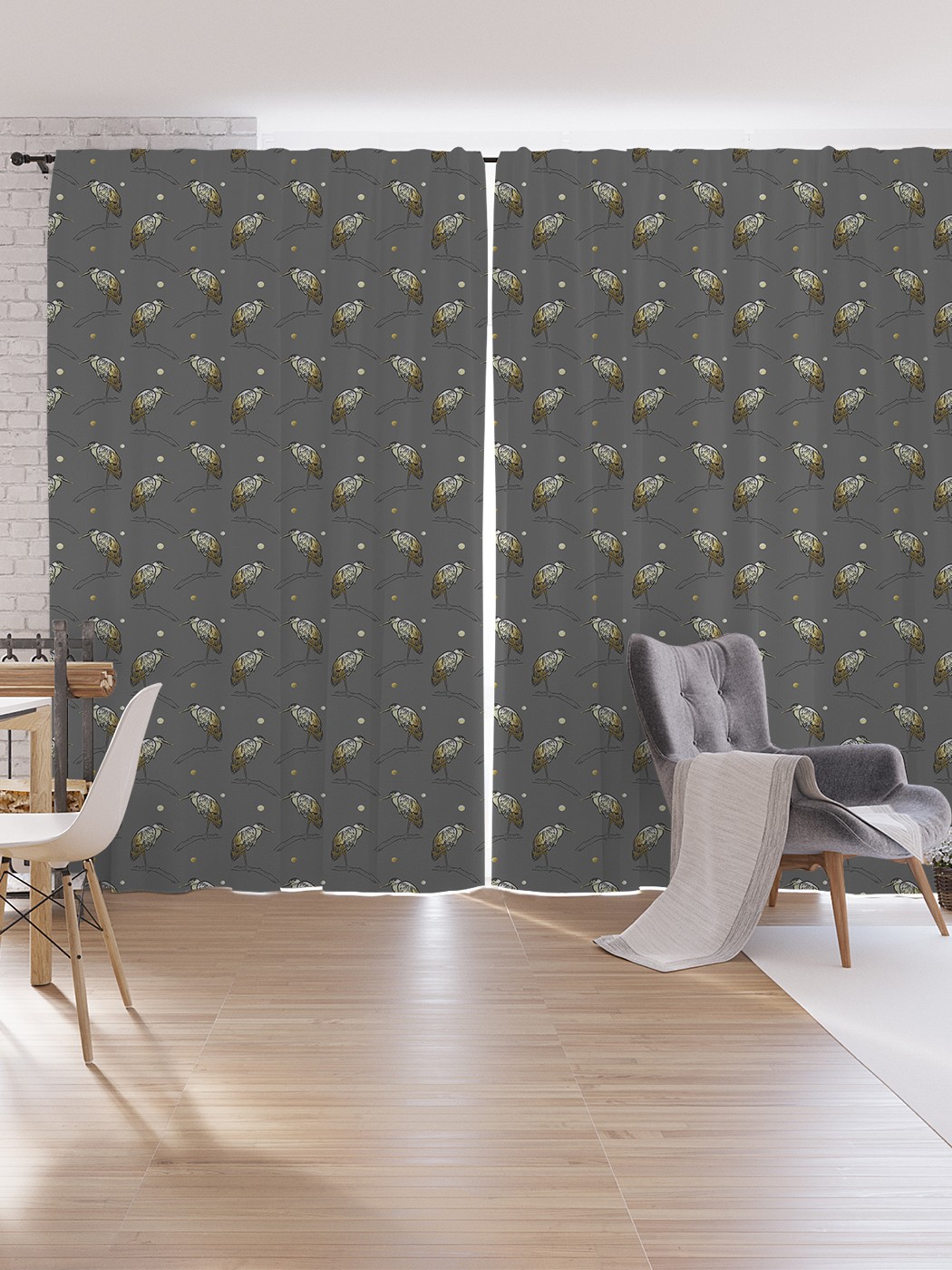 

Шторы под лён JoyArty "Отдыхающий журавль", серия Oxford DeLux, 340х265 см, Отдыхающий журавль