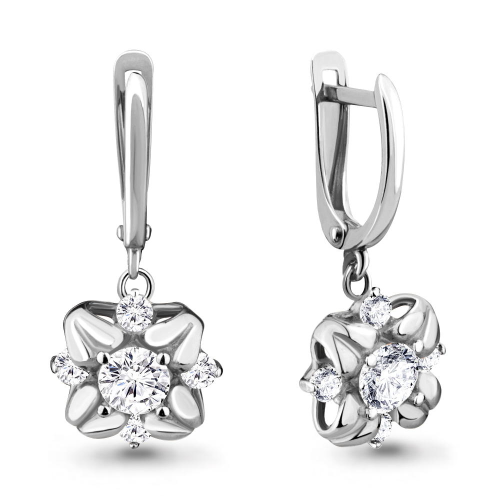 

Серьги из серебра с фианитом Aquamarine Aquamarine 46675А_925_р, 46675А_925_р