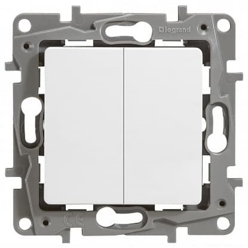 Белый выключатель двухклавишный (комплект 3 шт) 10А Legrand Etika Переключатель света двухклавишный переключатель legrand