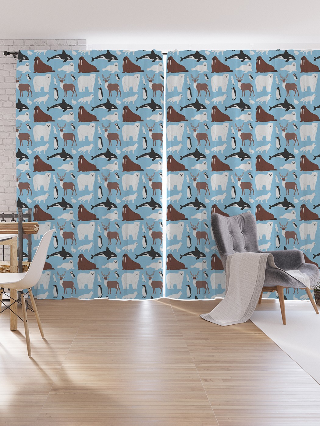 

Шторы под лён JoyArty "Жители севера", серия Oxford DeLux, 340х265 см, Жители севера