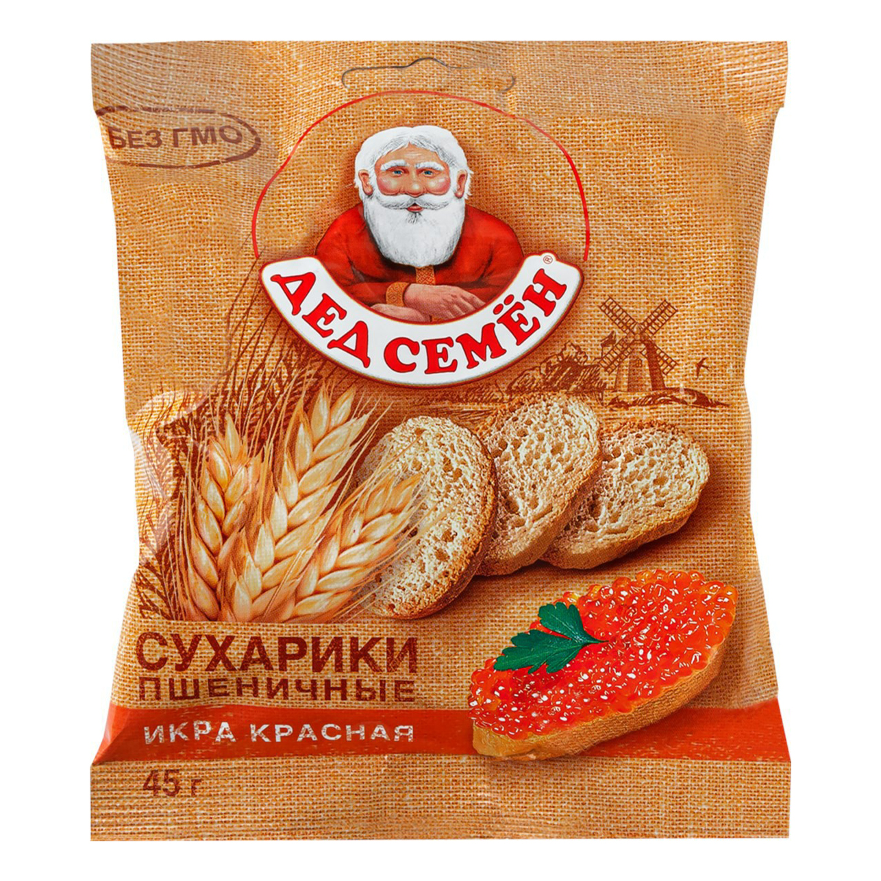 

Сухарики ржано-пшеничные Дед Семен икра красная 60 г