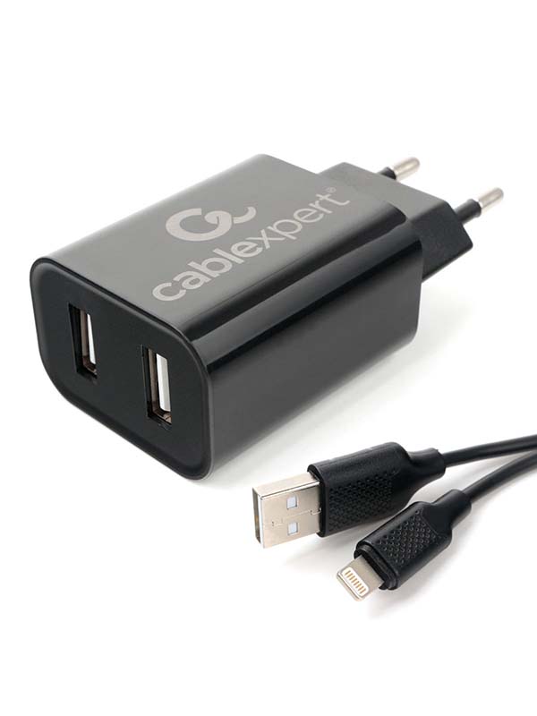 фото Зарядное устройство gembird cablexpert 2xusb 2.4a + кабель lightning mp3a-pc-36