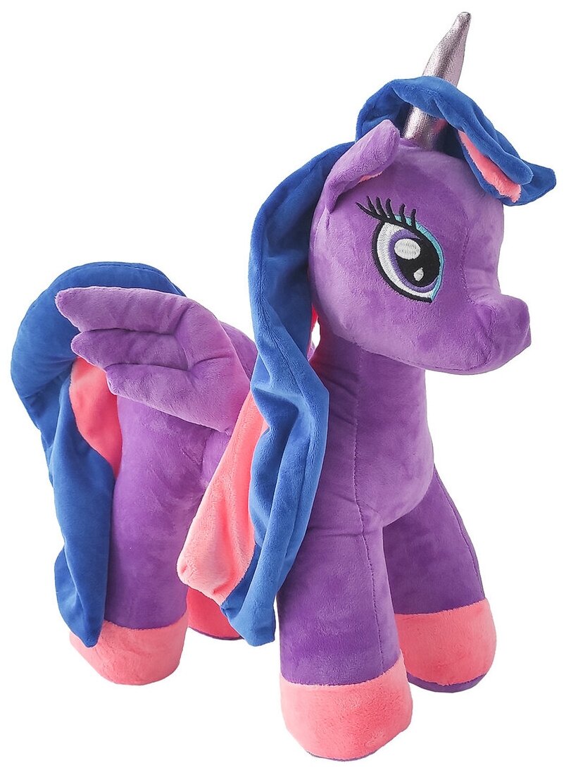 фото Мягкая игрушка udivish плюшевая пони-единорог искорка 50 см фиолетовая