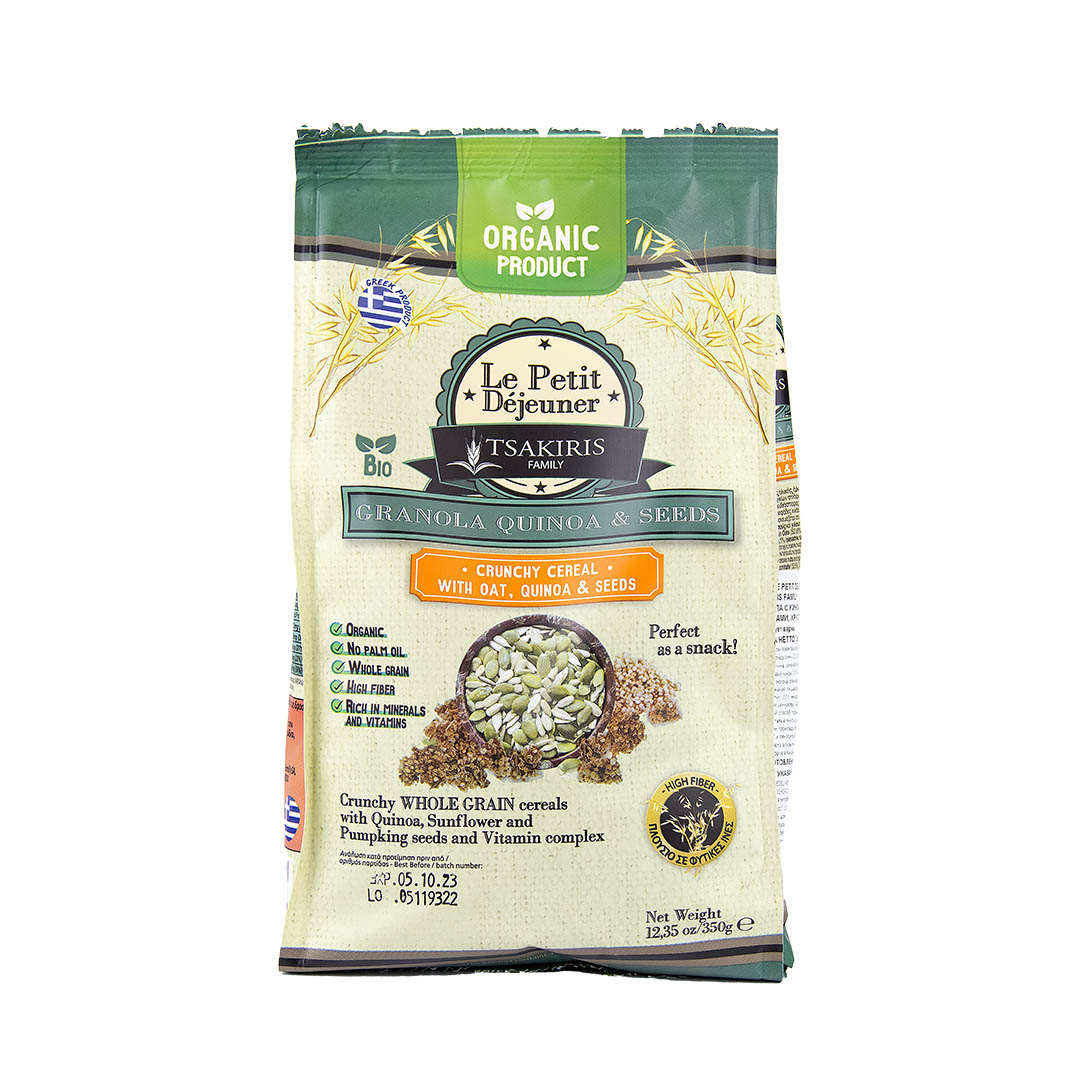 

Гранола Le Petit Dejeuner Tsakiris Family овсяная с киноа, злаками и семенами 350 г