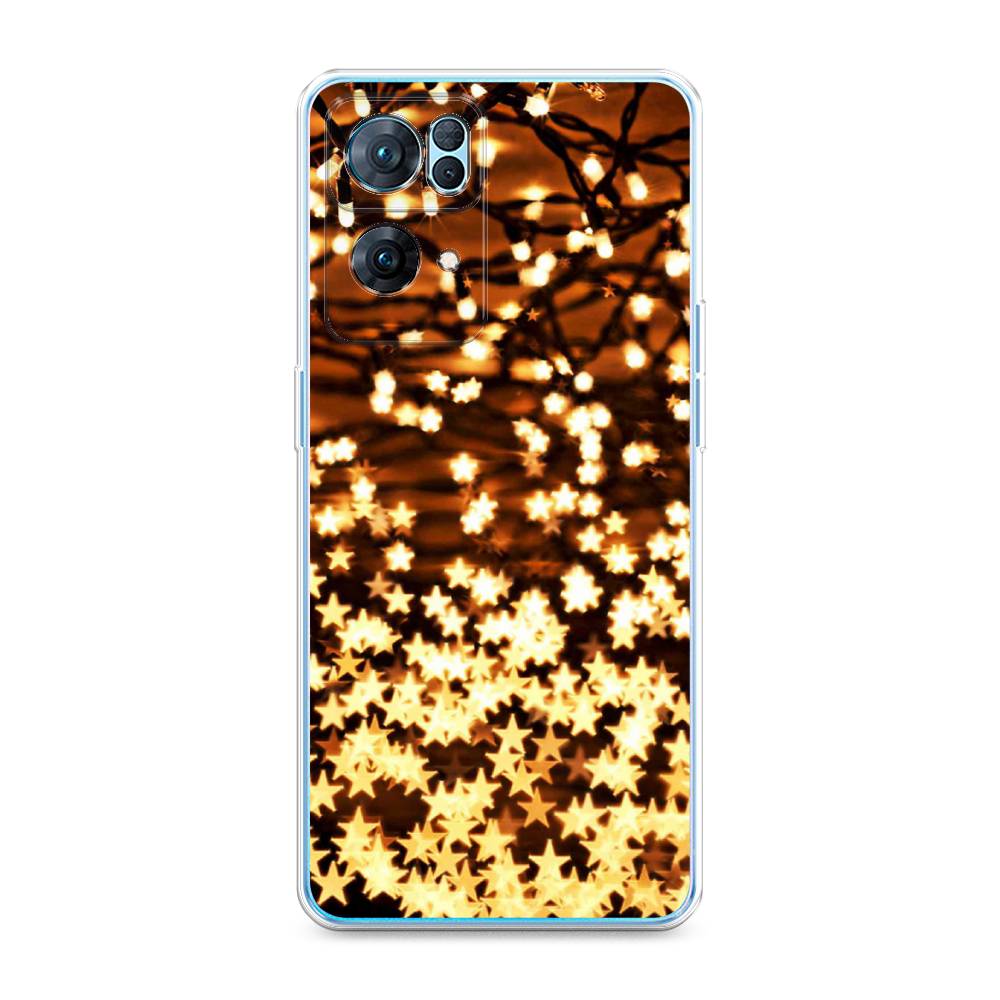 

Чехол на Oppo Reno 7 Pro "Новогодняя гирлянда", Золотистый, 258250-5