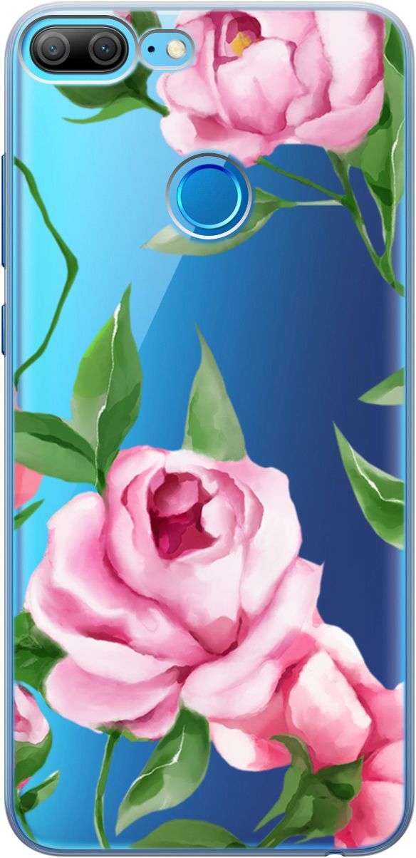 

Силиконовый чехол на Honor 9 Lite с 3D принтом "Amazing Peonies" прозрачный, Прозрачный;розовый, 5226