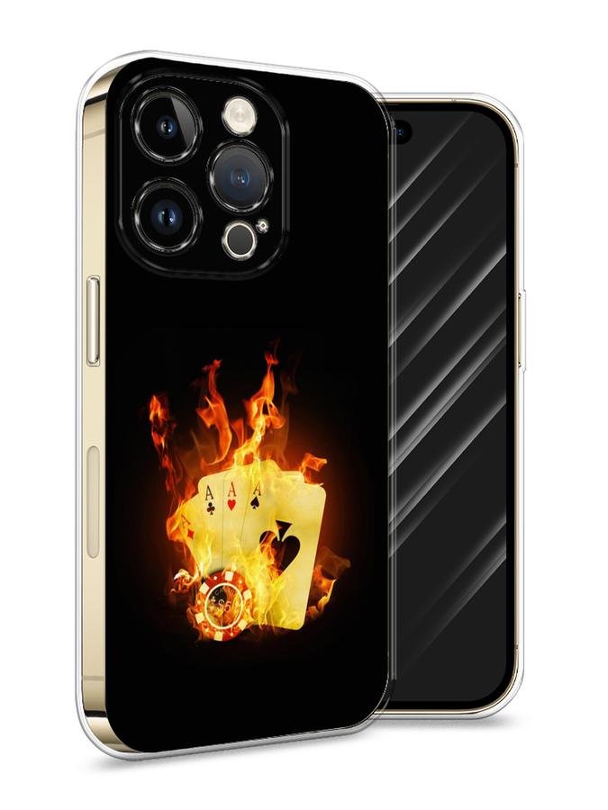 

Силиконовый чехол Awog "Горящие карты" для Apple iPhone 14 Pro, Черный, 15250-9