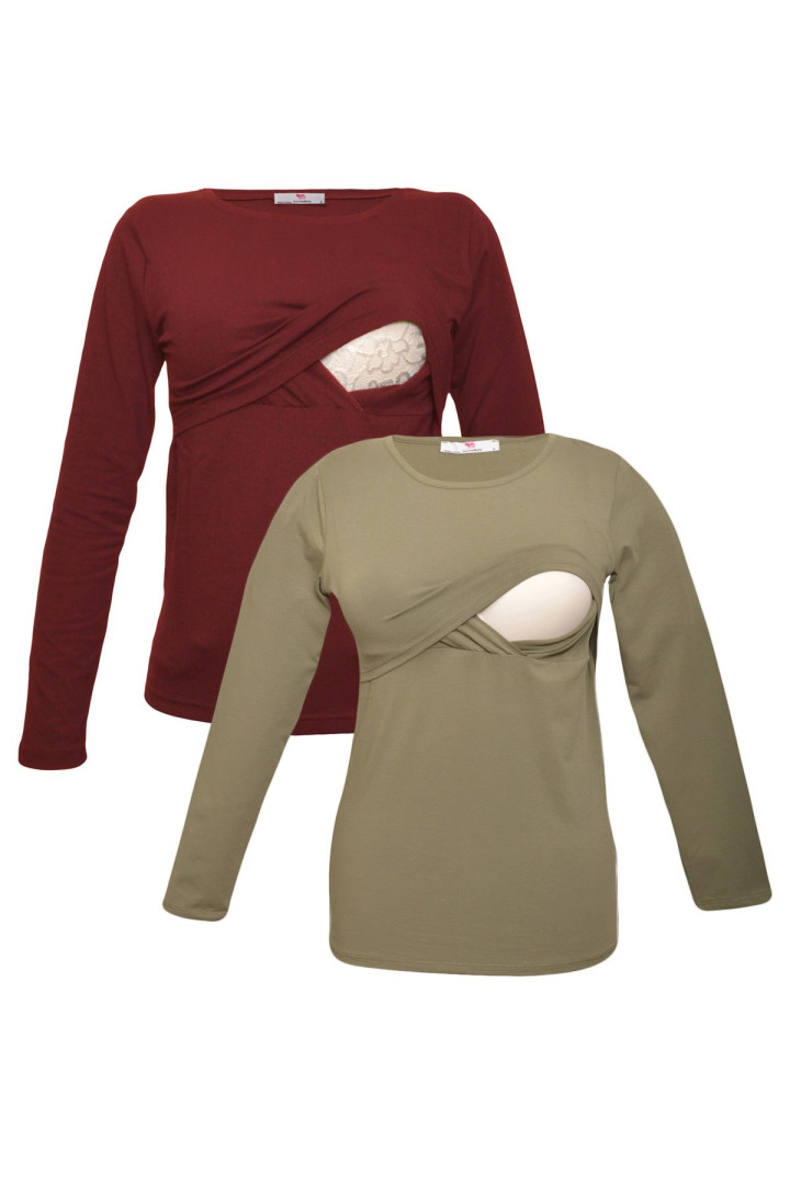 

Комплект лонгсливов для беременных Luvmabelly 58939 красный S, 58939
