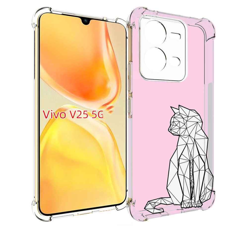

Чехол MyPads белый котик с гранями для Vivo V25 5G / V25e, Прозрачный, Tocco