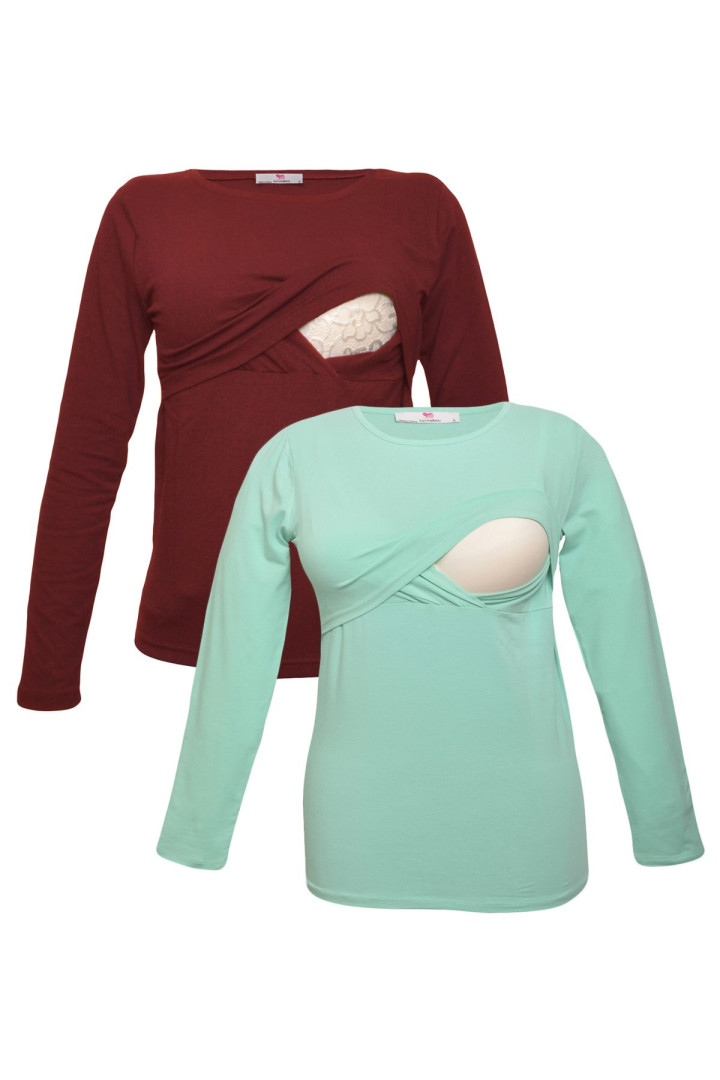 

Комплект лонгсливов для беременных Luvmabelly 58938 красный S, 58938