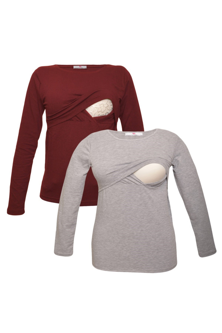 

Комплект лонгсливов для беременных Luvmabelly 58936 красный S, 58936