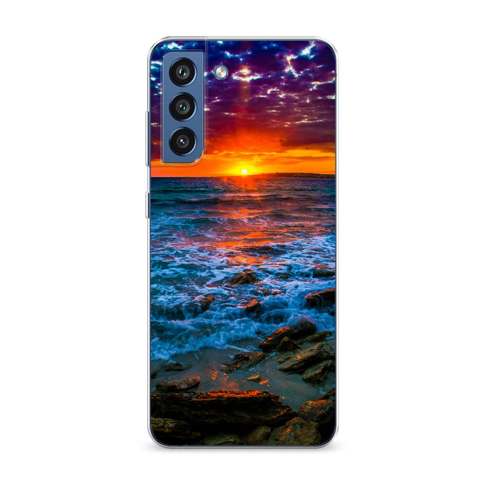 

Чехол на Samsung Galaxy S21 FE 5G "Закат 1", Оранжевый;синий, 2103050-2