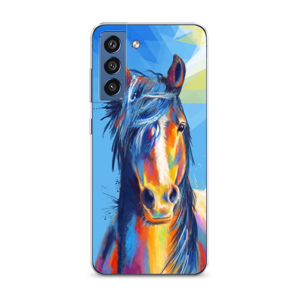 

Чехол на Samsung Galaxy S21 FE 5G "Лошадь арт 3", Голубой;желтый;синий, 2103050-1