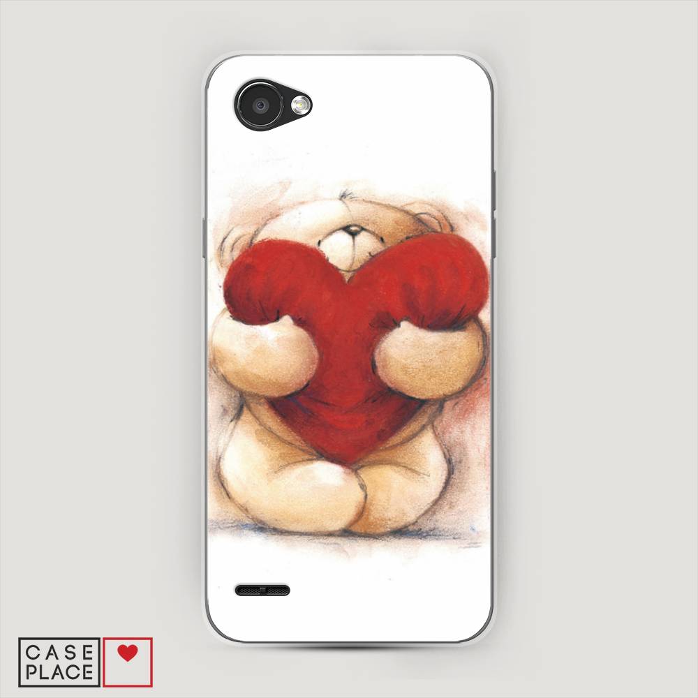 

Чехол Awog на LG Q6 "Мишка с сердцем 1", Белый;красный;бежевый, 83150-6