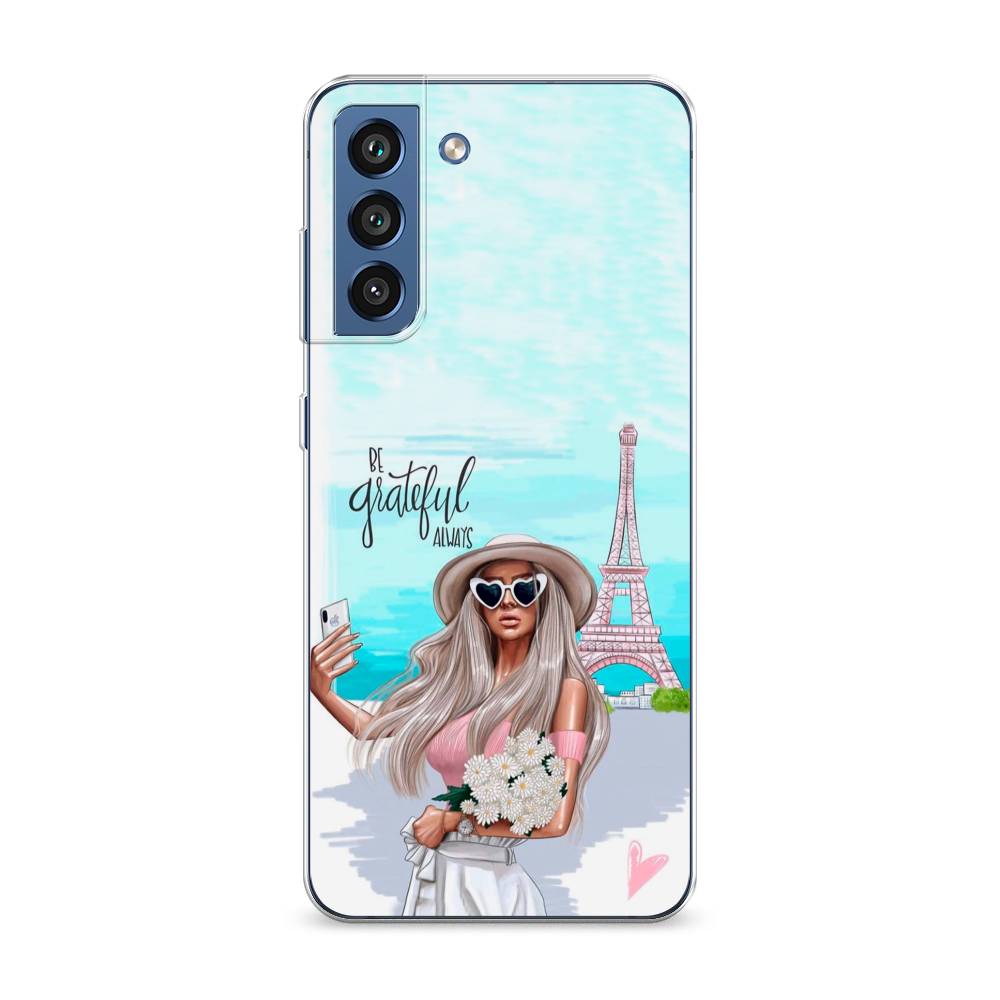 

Чехол на Samsung Galaxy S21 FE 5G "Селфи Париж", Голубой;бежевый, 2103050-6