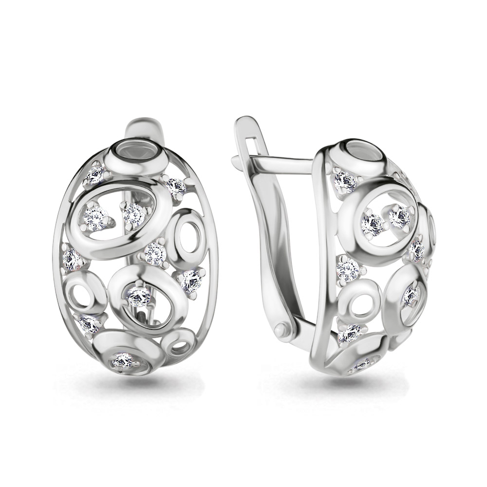 

Серьги из серебра с фианитом Aquamarine Aquamarine 46435А_925_р, 46435А_925_р