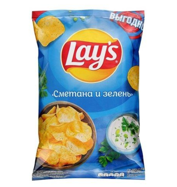

Картофельные чипсы Lays "Сметана и зелень" 70 гр. 5 шт. Лейс, Lays_Сметана_Зелень