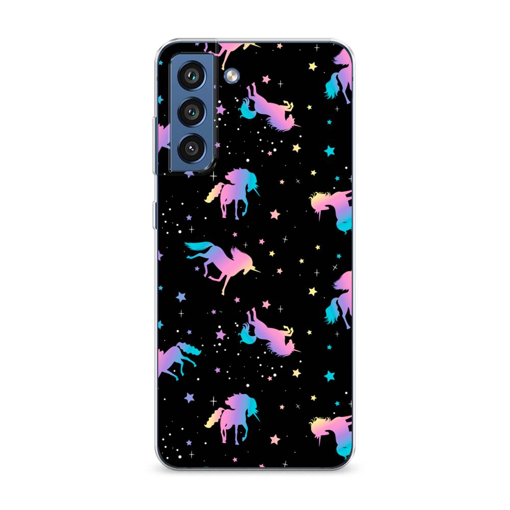 

Чехол на Samsung Galaxy S21 FE 5G "Единороги градиент", Черный;розовый;голубой, 2103050-1
